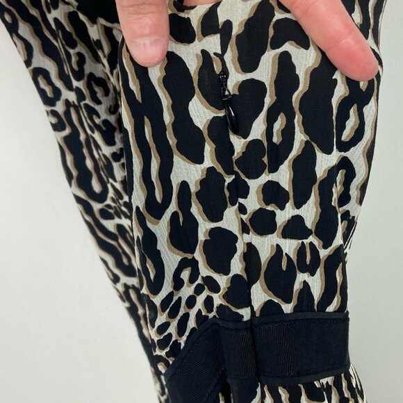 Tory Burch 100% Silk Animal Print Blouse Ruffle Top Size 0 Crew Neck Sleeve Boho - Picture 5 of 8